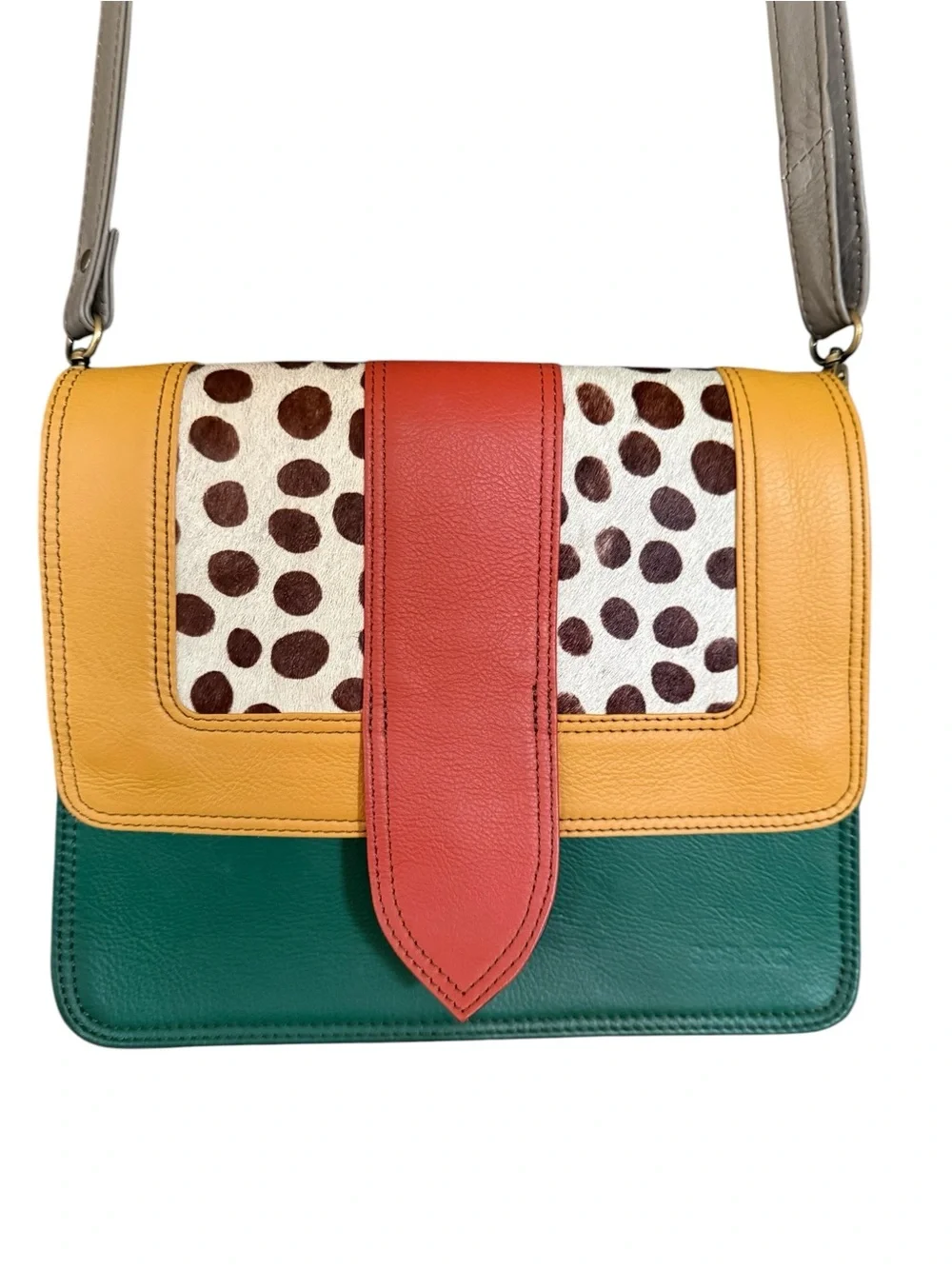 Soruka Ivy Leather Colorblock Animal Print Crossbody Adjustable Strap Style